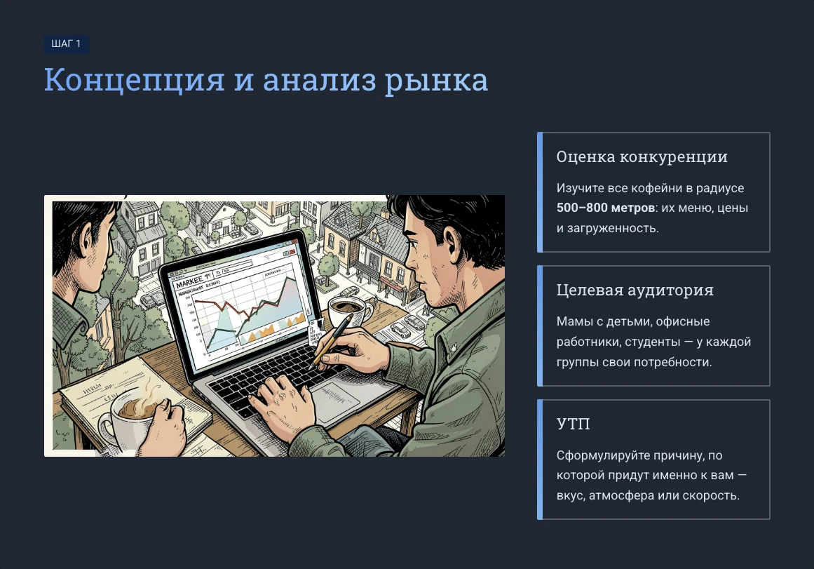 Второй слайд презентации из Gamma: заголовок, картинка и три карточки сбоку. По такой типовой сетке генератор раскладывает почти любую тему.